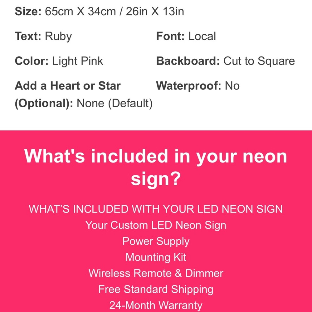 Custom “Ruby” Neon Sign - Picture 5 of 5